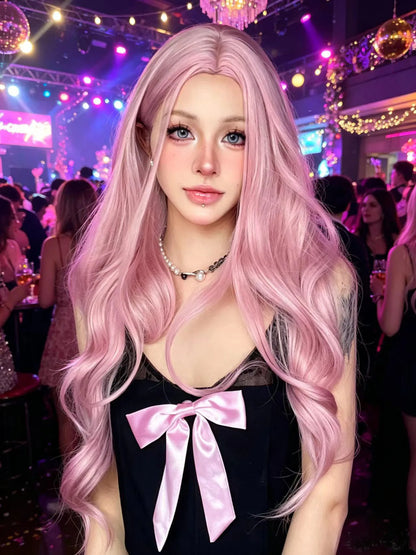 JOVIA 26-inch center-parted, curled, large-wave female long hair with high-temperature synthetic fiber cap