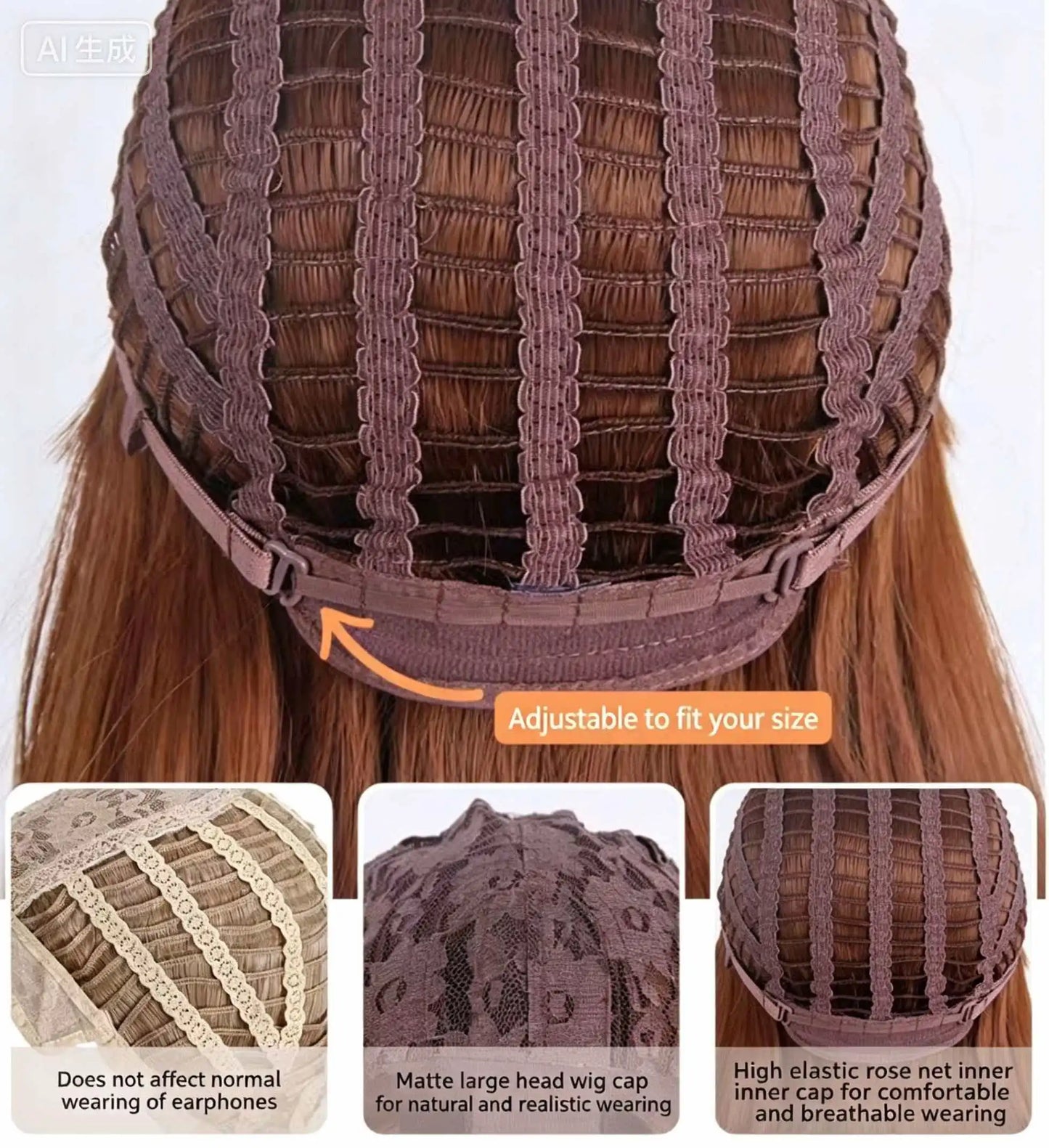 JOVIA 26-inch center-parted, curled, large-wave female long hair with high-temperature synthetic fiber cap