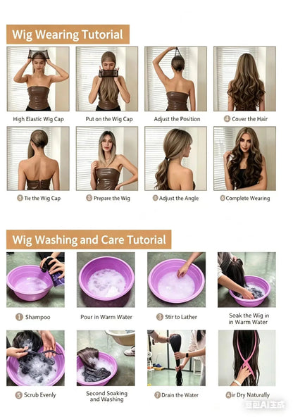 JOVIA 26-inch center-parted, curled, large-wave female long hair with high-temperature synthetic fiber cap
