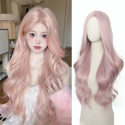 JOVIA 26-inch center-parted, curled, large-wave female long hair with high-temperature synthetic fiber cap